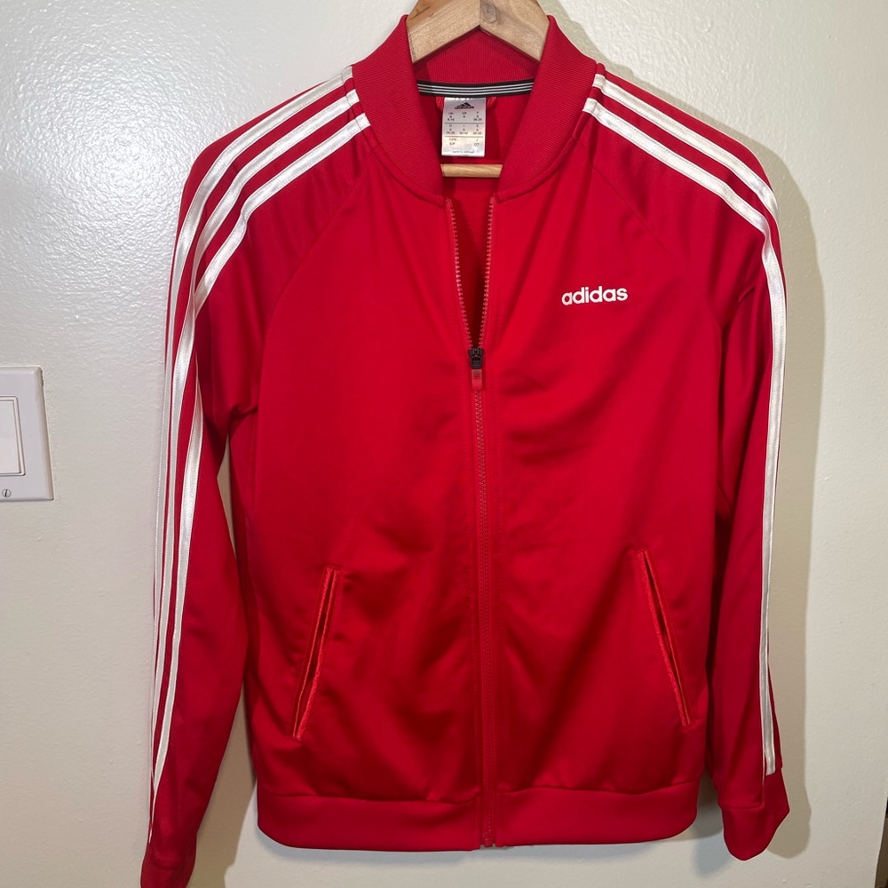 Adidas Red Zip Up Jacket - Windbreaker - Women’s Size Small